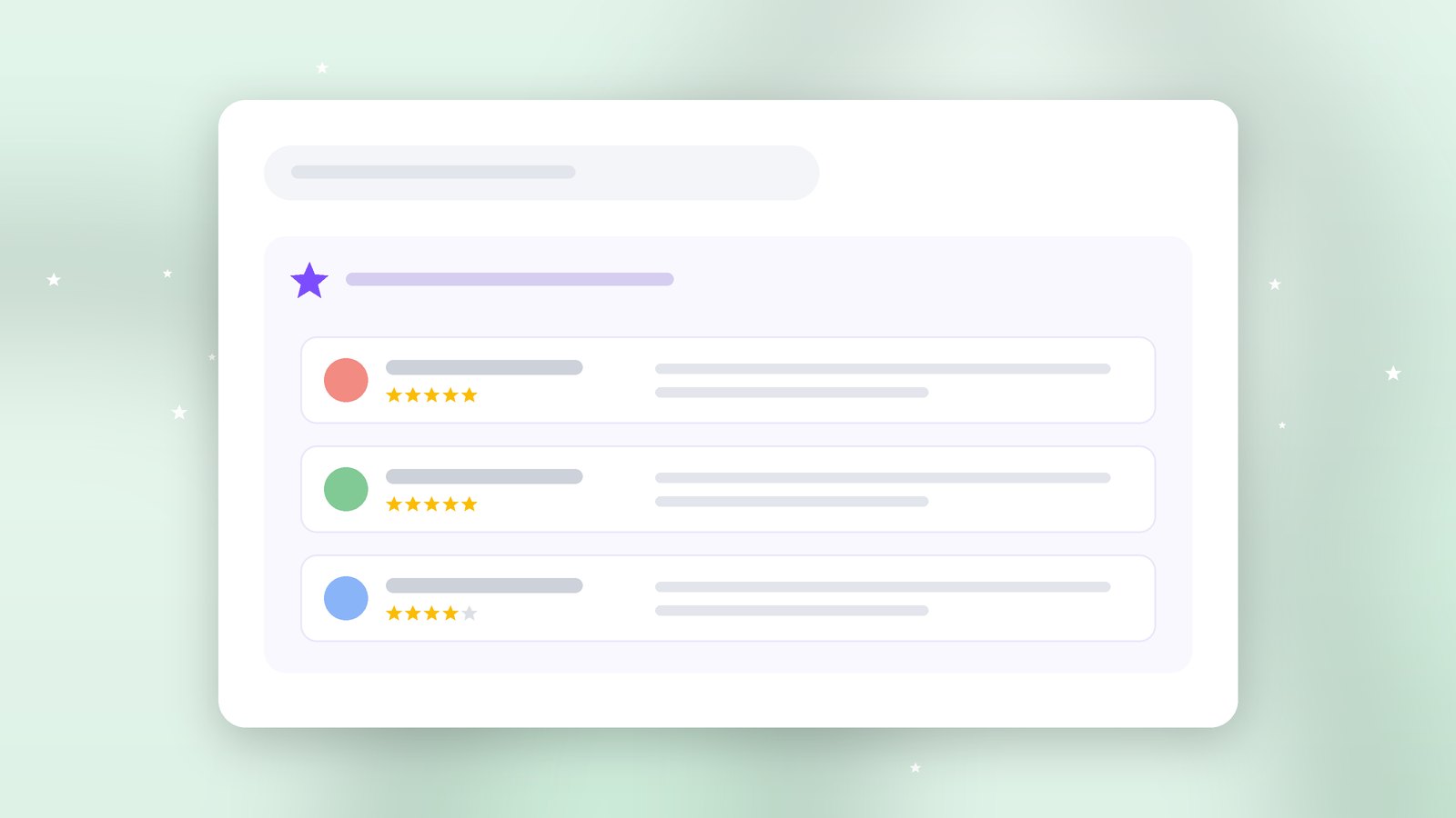Chat interface recommending three local businesses with star ratings