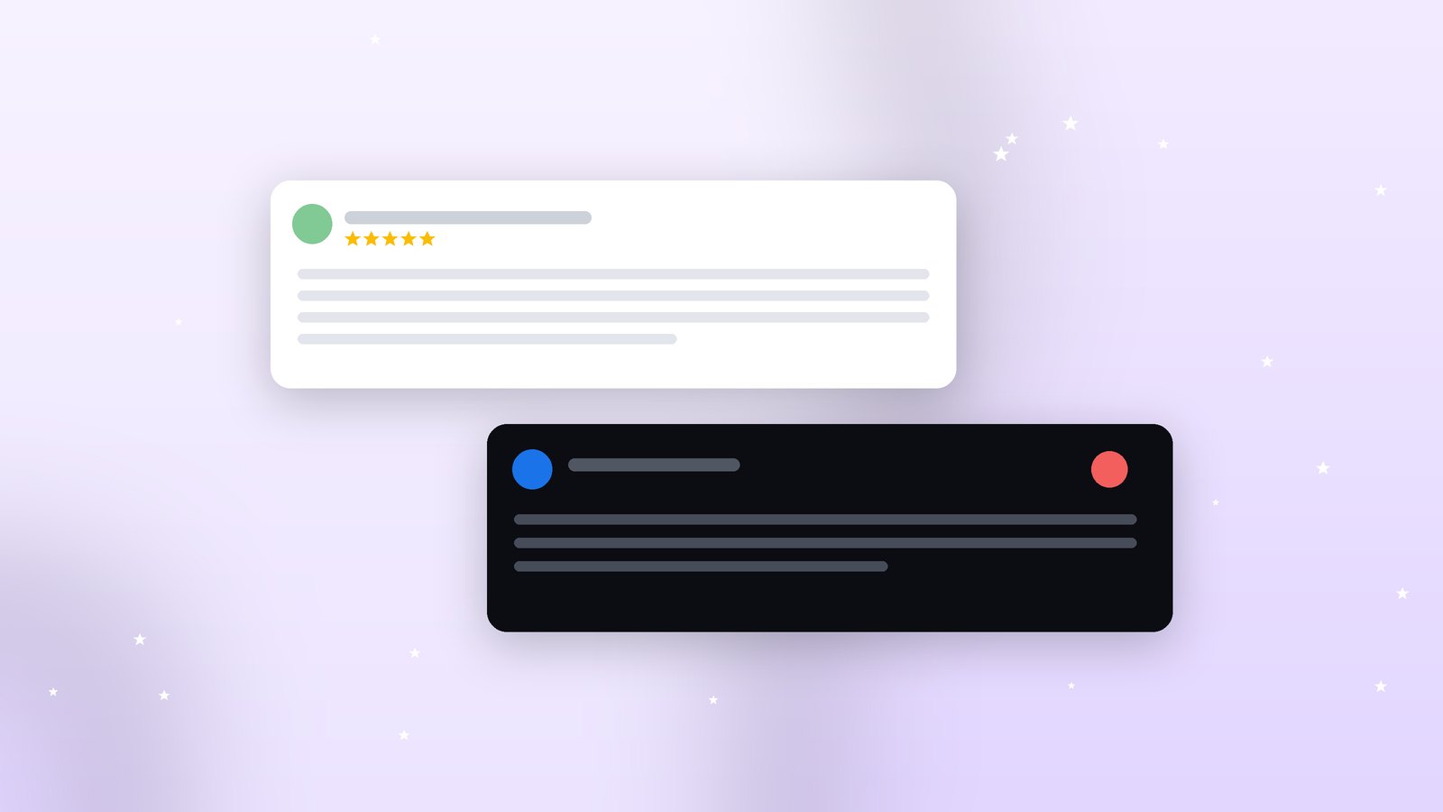 A five-star review card with a warm, personal owner reply